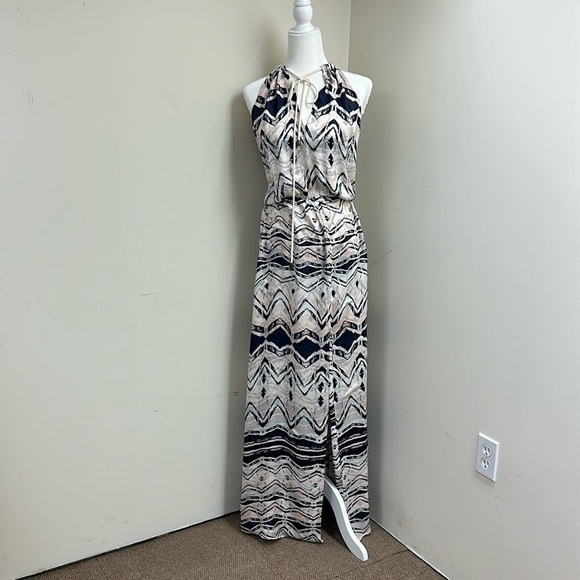 Parker Blue and Pink Halter Maxi Sundress - Picture 1 of 6